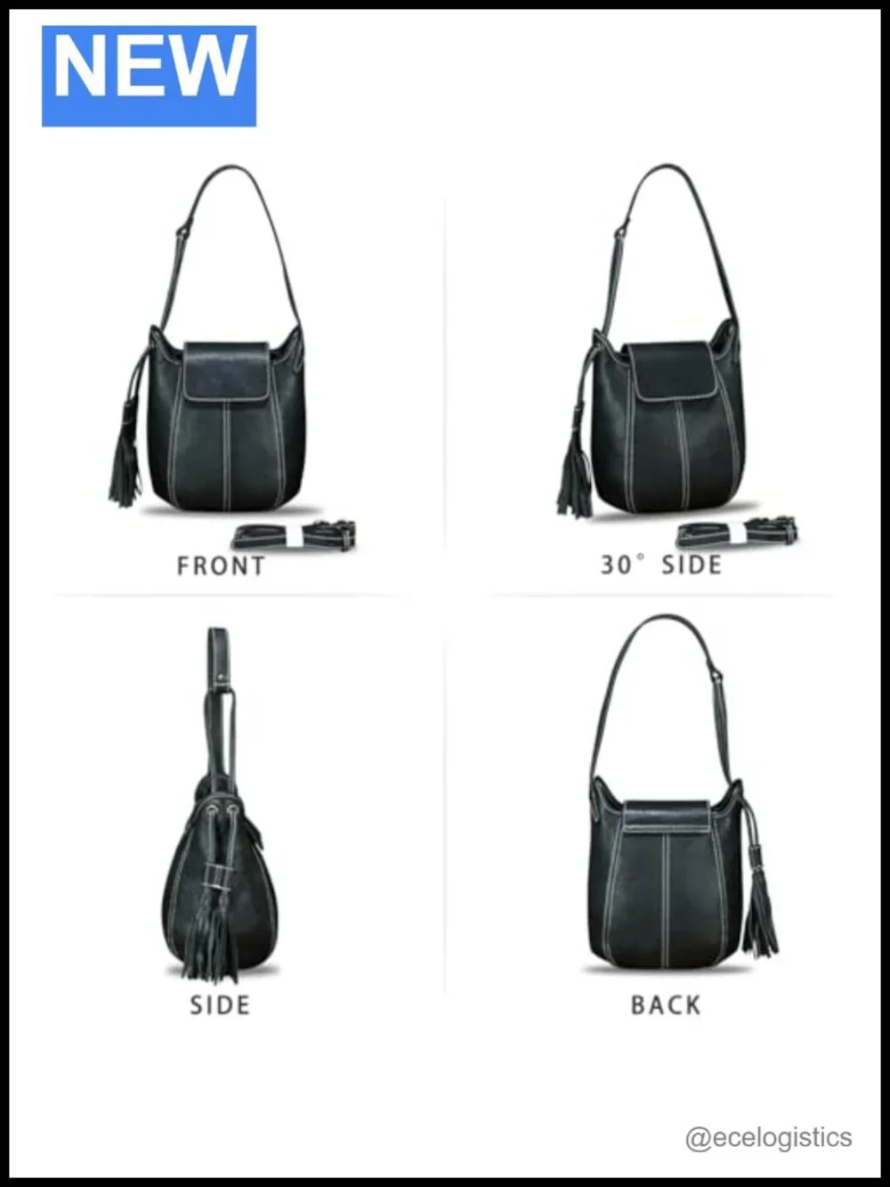Genuine Leather Hobo Satchel Purse with Tassel